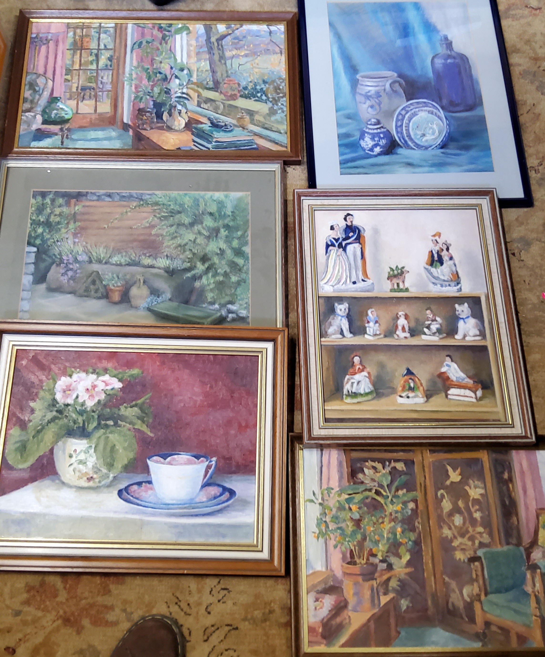 Pauline Mann, Interior, signed, oil on board;  others, similar;   Eilleen Husband;  etc