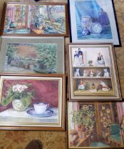 Pauline Mann, Interior, signed, oil on board;  others, similar;   Eilleen Husband;  etc
