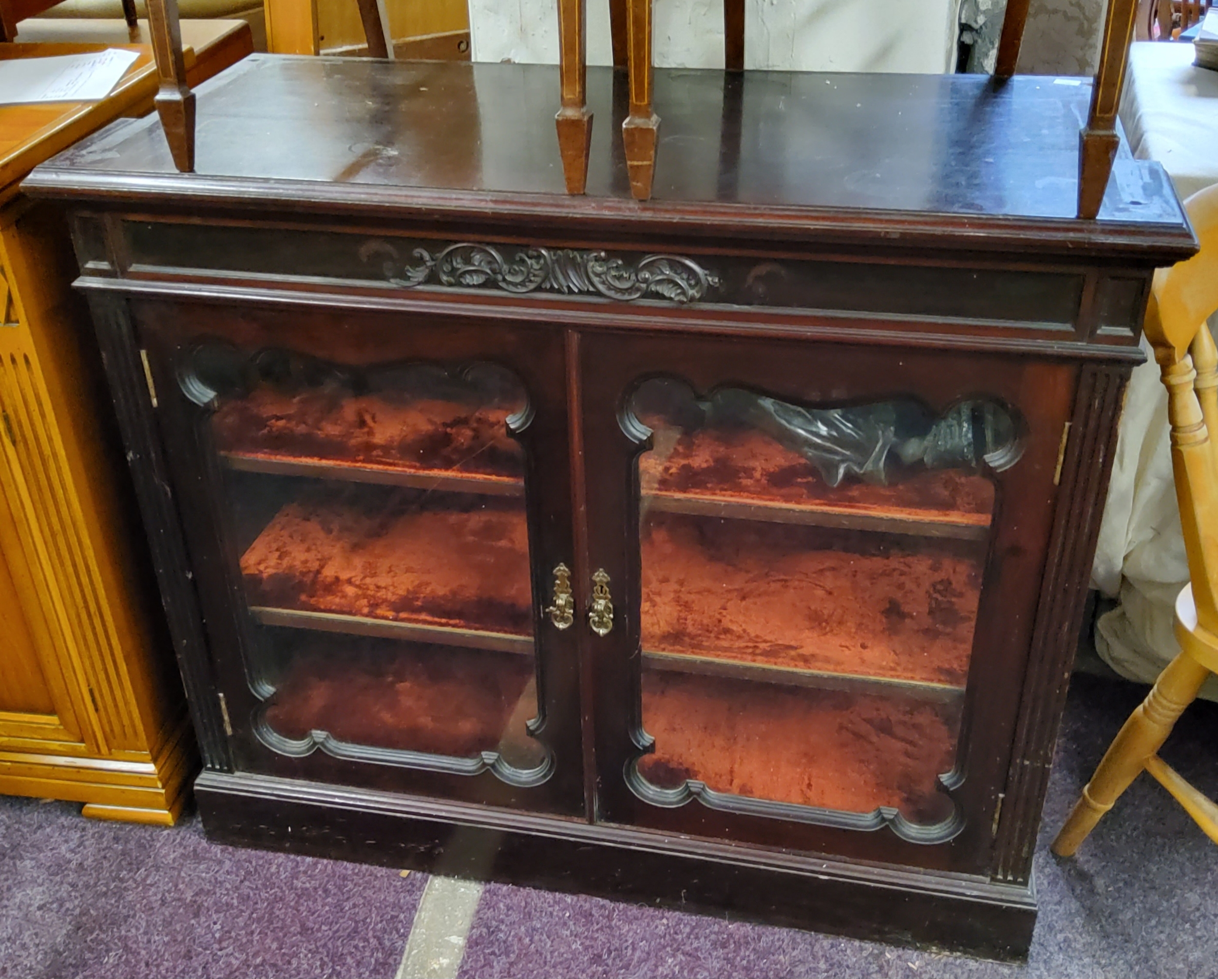 Please See Both Images - Two turn of the century pier cabinets, one painted white with a bowed glass - Image 2 of 2