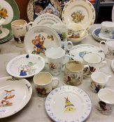 A Shelley Mabel Lucie Attwell mug, printed with a boy fishing;   other children's ware, Bunnykins;