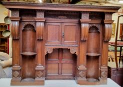 A late Victorian country house oak buffet section or over mantel clock.1900