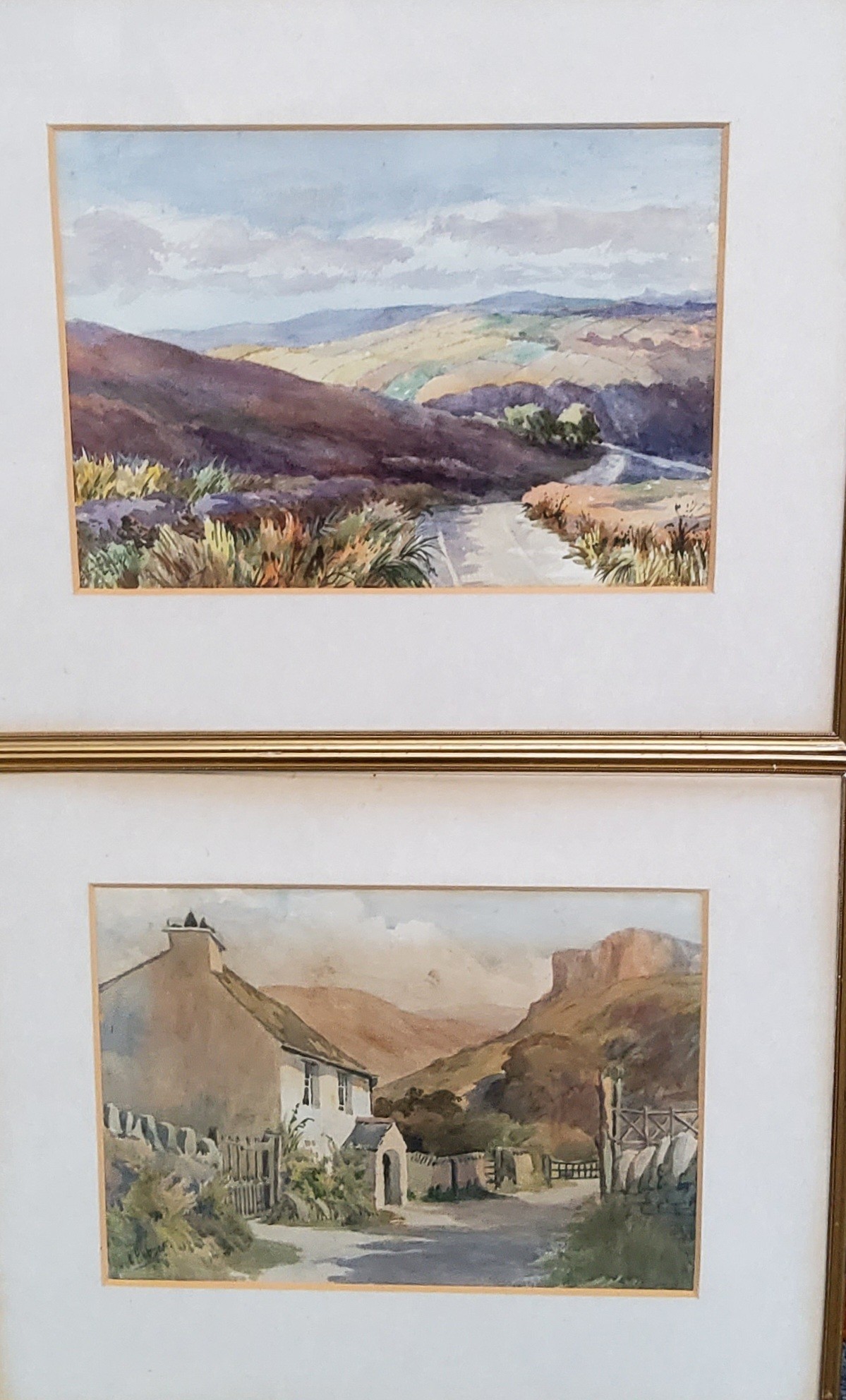 E** Hobson, early 20th century, A near pair, Broomhead Moor and Stone Thwaite, signed, watercolours, - Image 2 of 3