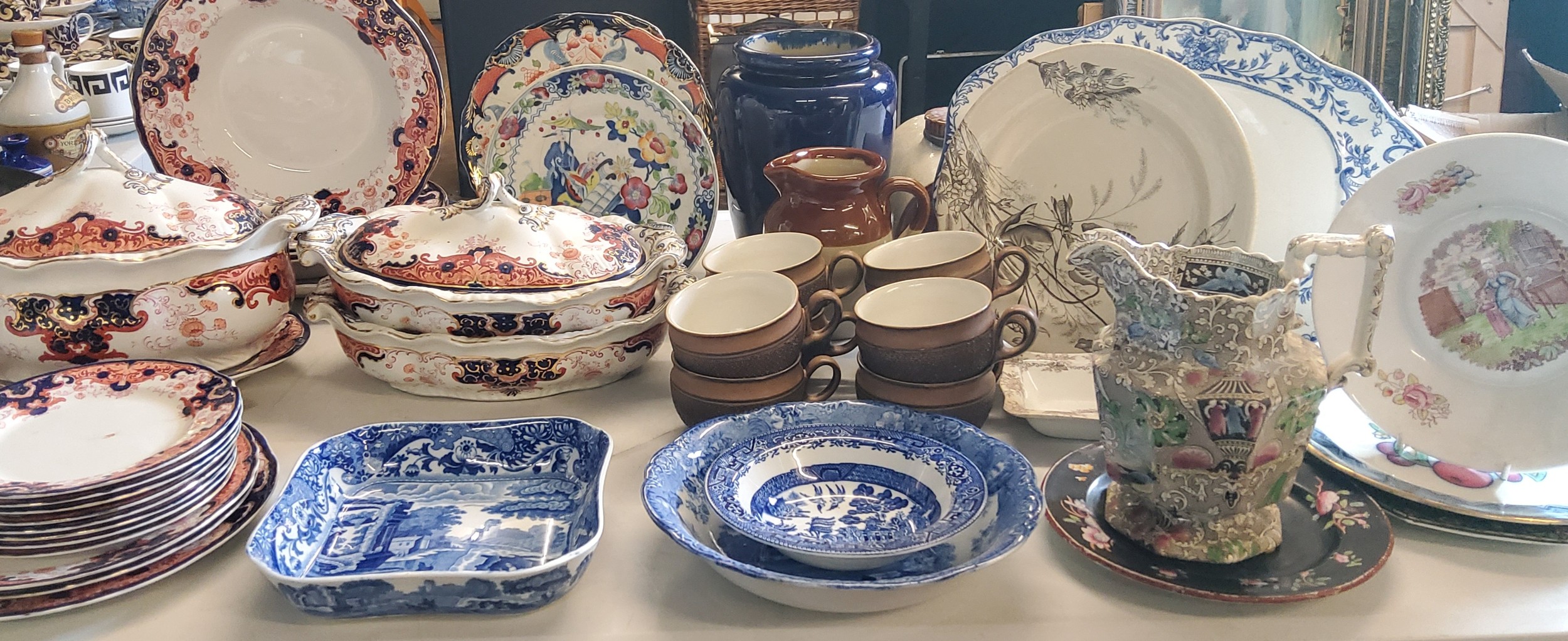 Ceramics - Spode Italian pattern shaped square dish;  other blue and white;  Denby mugs;  Booths - Image 2 of 2