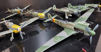 A Quantity of Luftwaffe Kit Built Model Fighter Aircraft, comprising mostly Bf-109, (many small