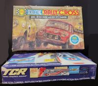 A Boxed Scalextric Rally Cross (C579) with Mini Cooper cars and Total Control Racing (TCR) sets.