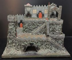 An early / Mid 20th Century Scratch Built Model of a Castle / Fort. Over three levels, naively