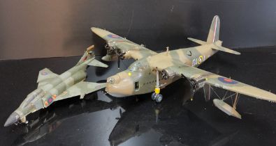 A Qty of Kit Built WWII and Later R.A.F Model Aircraft, Short Sunderland, Harrier, Phantom, etc. (