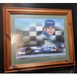 After S.Coffield, F1- Damon Hill World Champion 1996. framed print 73cm x 62 cm.