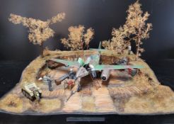A Detailed WWII German Dioramah / Display, Messerschmitt Me 262A under maintainance in a clearing.