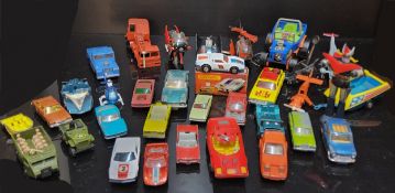 Diecast Vehicles - A boxed Matchbox Superfast 8 De Tomaso Pantera, Corgi Batmobile, Bat Copter,