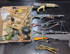A Selection of 1/6 scale Metal Action Figure Accesories / Weapons, MG-42, Shpagin Machine Pistol /