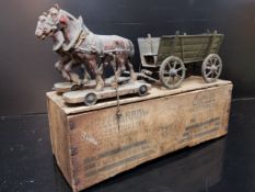 A Well Built Tin-Plate model, horse and cart. no makers name apparant but appears made to a very