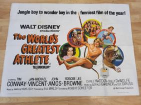 Three original Walt Disney Productions Posters, The Worlds Greatest Athlete, Escape from The Dark