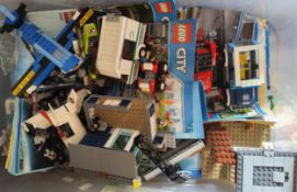 Lego - a Quantity of Lego City part built and fully built modsls, pieces,etc. Literature included.