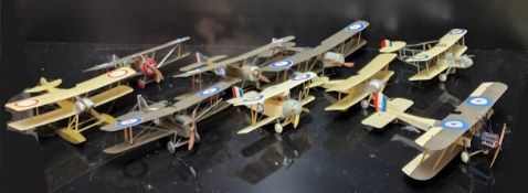A Quantity of Kit Built R.A.F WWI Era Model Aircraft, Be.2c, Sopwith Camel,  Sage Type 2, etc. (