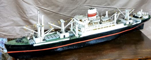 A well executed scratchbuilt to-scale model of a fisherman's trawler/ ship, papier mache and wood,