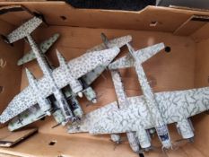 Four Kit Built Luftwaffe Twin Engined Bomber Model Aircraft, Heinkel He 219A, and other twin engined