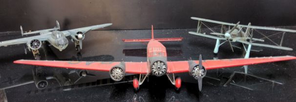 Eight Kit Built Luftwaffe Fighter And Bomber Model Aircraft, twin and single props. (appear built to