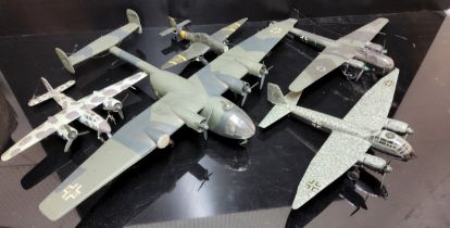 Twenty Kit Built WWII II Era German Luftwaffe Model Aircraft, Heinkel 219A, Heinkel He 111H, Aradi