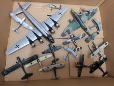 Twenty Kit Built German Luftwaffe Model Aircraft, Junkers JU-38, Messerschmitt Bf-109,  Focke Wulf