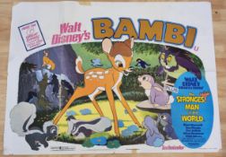 Five Original Film Posters, Walt Disney's Bambi, One of the Dinosaurs is Missing and The Apple