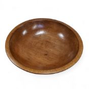 A large sycamore diary bowl, the exterior turned in bands, 38.5cm diam, late 19th century