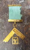 An 18ct gold Masonic jewel for Wentworth Lodge, approx 20g