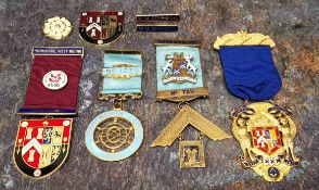 A silver gilt Masonic jewel for Shrewsbury Lodge, No.7211, approx 12g; others, gilt metal, Toye &