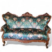 Interior Design - a 19th century French Louis XVI walnut salon sofa, traditionally upholstered