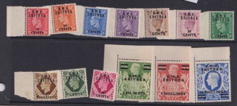 Stamps- A set of B.M.A. Eritrea stamps to 10 shillings.  Mostly unmounted mint marginal examples.