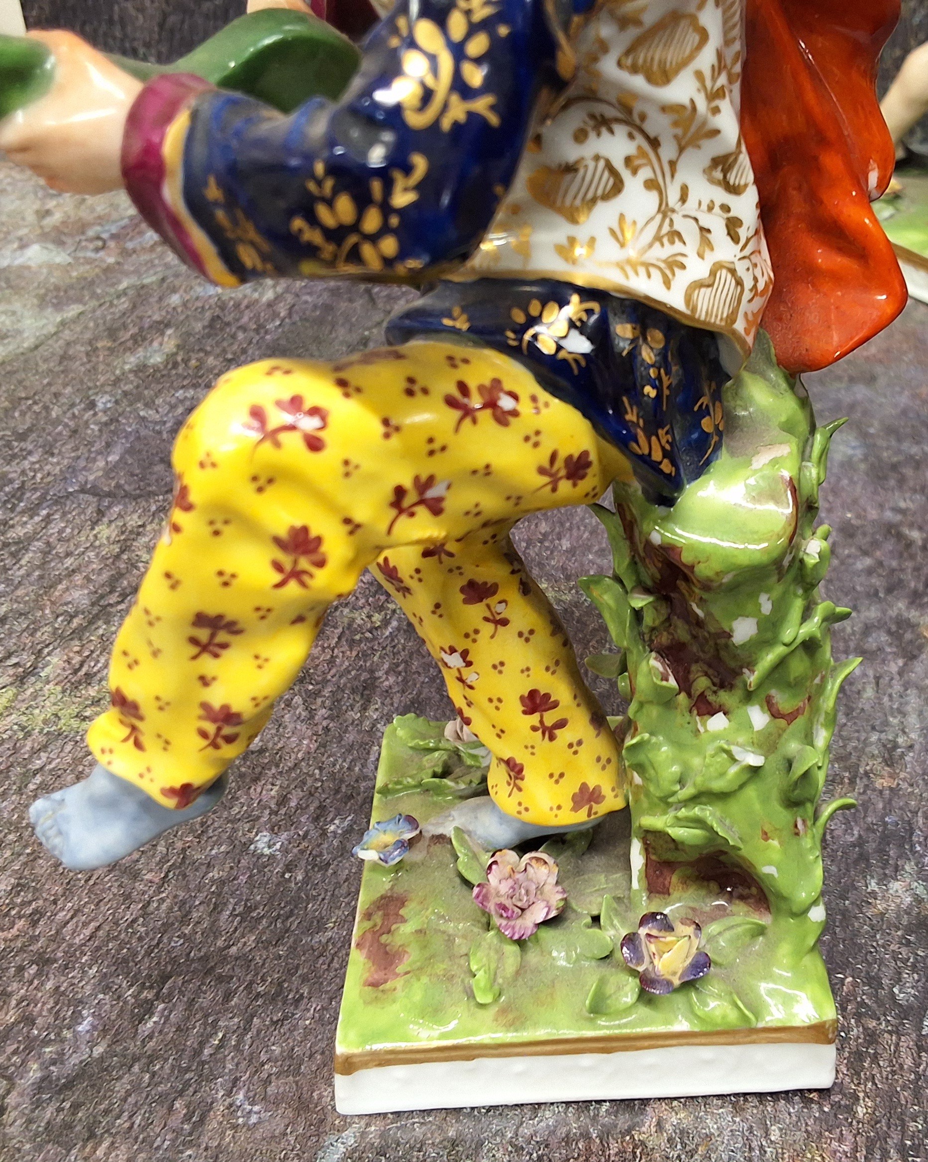 A set of four Continental 'Derby' Samson Commedia dell'arte figures, brightly decorated three with - Image 7 of 7