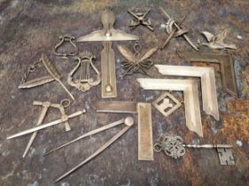 Masonic Tools - a silver compass, Shrewsbury Lodge, Sheffield 1990; presentation pendants, keys,