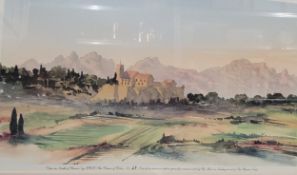 HRH The Prince of Wales, after, View of the South of France, coloured print, limited edition,