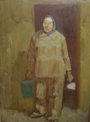 G** Kogrotsevitch, The Construction Worker, Lugansk, signed, 1983, oil on board, 38cm x 50cm