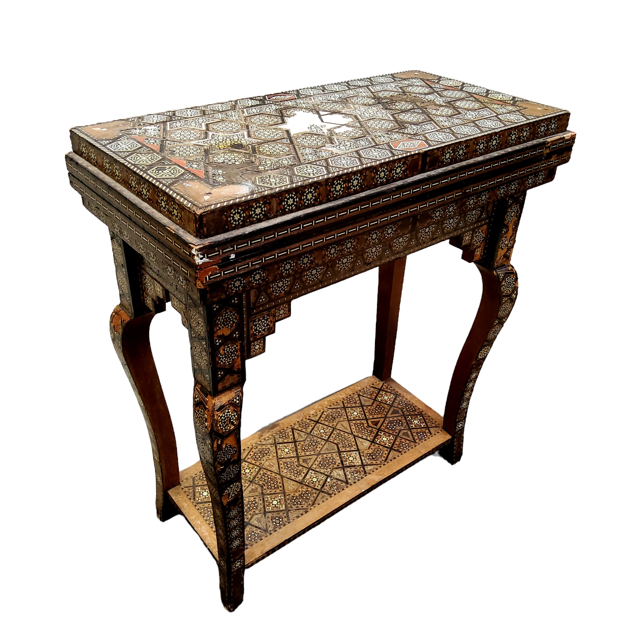 A 19th century Anglo Indian games compendium, the folding vizagapatam/micromosaic inset table - Image 5 of 7