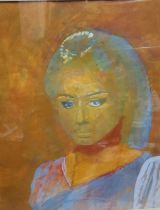 Indian School, Portrait of Young Indian Girl, indistinctly signed, mixed medium, 53cm x 43cm