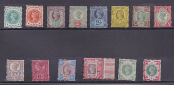 Stamps-GB Queen Victoria 1887-1900 Jubilee set of 14, SG197-214 fine mint.