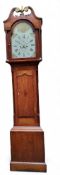 A George III oak and mahogany longcase clock, the 29cm white dial inscribed Bothamley, Boston, Roman