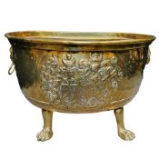 A late 18th century Armorial brass log bucket
