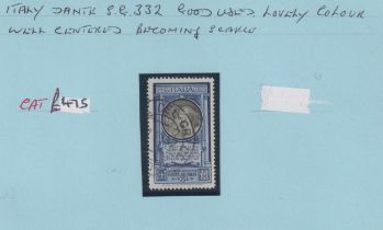 Stamps- Italy 1932 Dante issue, SG 332, 100Lira green and blue, fine used with good colour and