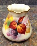 A Royal Worcester vase, pie crust rim, painted by K. Blake, signed, with autumn leaves and