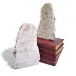 Local Natural History - a pair of Derbyshire limestone bookends, fossil inclusions, 31cm high