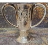 Masonic Interest  - a silver three handled loving cup/tyg, engraved with crest of Shrewsbury