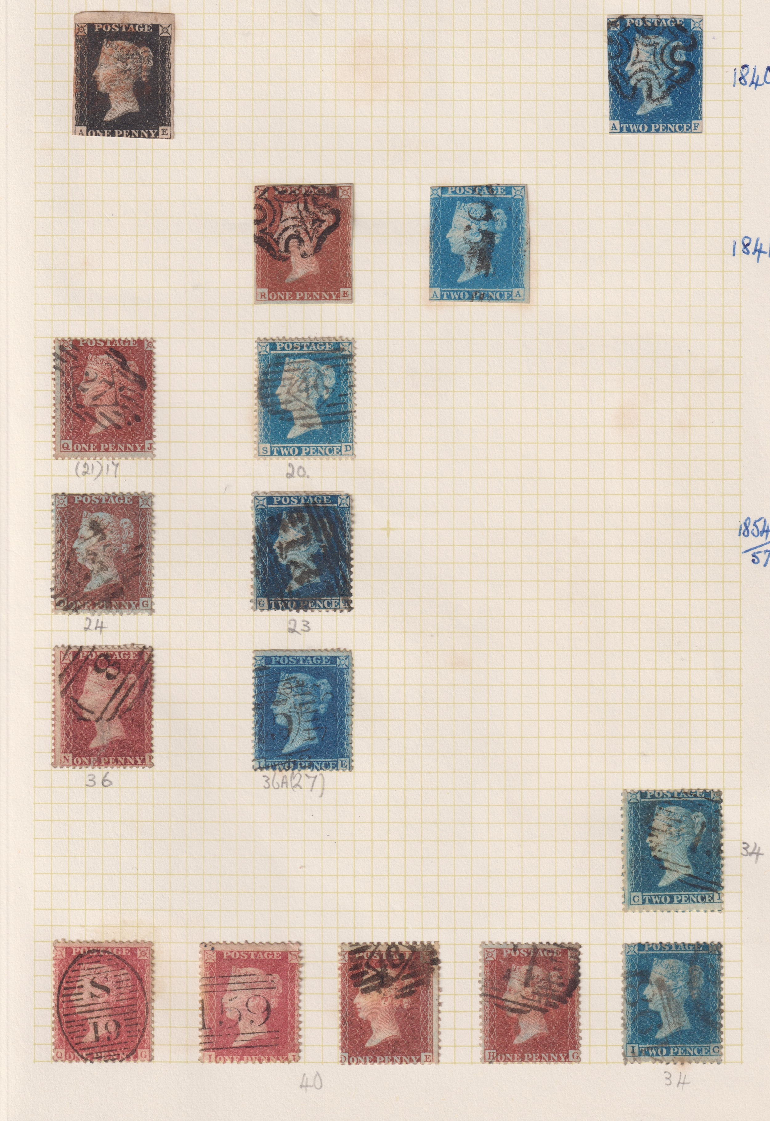 Stamps- A collection of Queen Victoria GB used stamps on six album pages from 1840 penny black to - Image 4 of 6