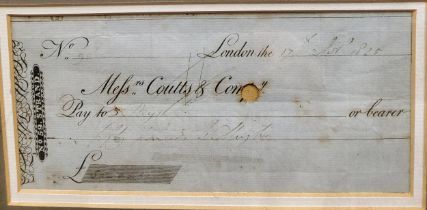 Wellington (Arthur Wellesley, 1st Duke of, 1769-1852) - a Coutts & Co. Cheque, dated 17th November