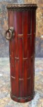 A Japanese woven bamboo quiver/brush holder, 22cm high , signed, Meiji period