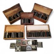 Various sets of late 19th/ early 20th century magic lantern slides, including scarce advertisement