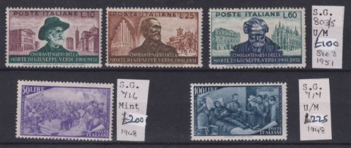 Stamps- Italy selection of unmounted mint stamps with a total cat value of over £500. Includes