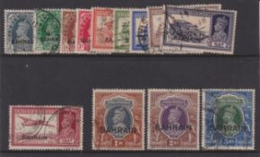 Stamps- King George VI 1938 stamps of India overprinted for use in Bahrain fine used SG 20-34.