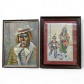 Martin Wieland (20th century) The Entertainers, signed, dated 82, 34cm x 22cm; another, Portrait,